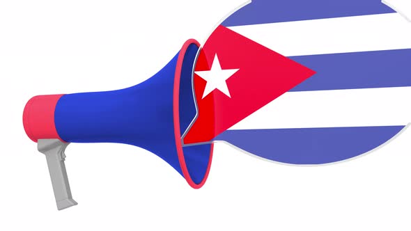 Megaphone and Flag of Cuba on the Speech Bubble