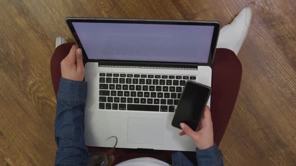 Caucasian woman using a laptop