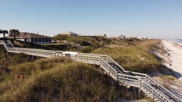 Aerial Video Rising Over Dunes Reveal Vacation Homes Crescent Beach Florida Usa
