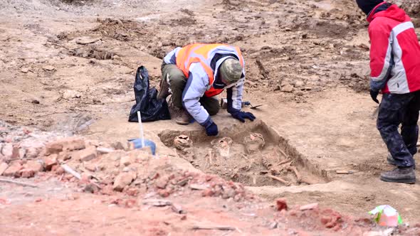 Young Archeologist Works on an Archaeological Site