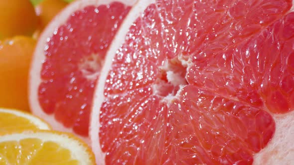 Multicoloured Citrus Fruits Macro Shot of Grapfruit with Oranges Around