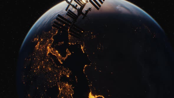 International Space Station in Outer Space Over the Planet Earth Orbit alt