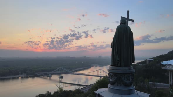 Monument To Vladimir the Great at Dawn in the Morning. Kyiv, Ukraine