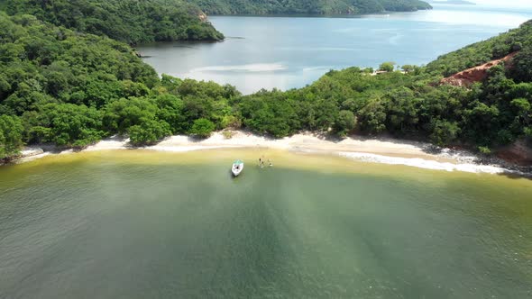 Flying a drone for a quick shot from the boat Chacachacare island Trinidad