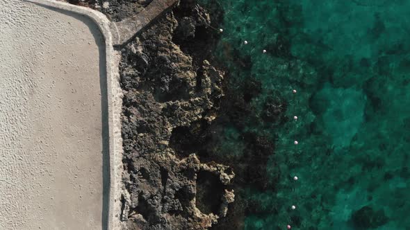 Aerial View Of Mexican Blue Lagoon Crystal Waters Beach Tropical Islands