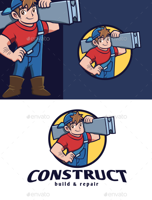 Construction Guy Mascot Logo