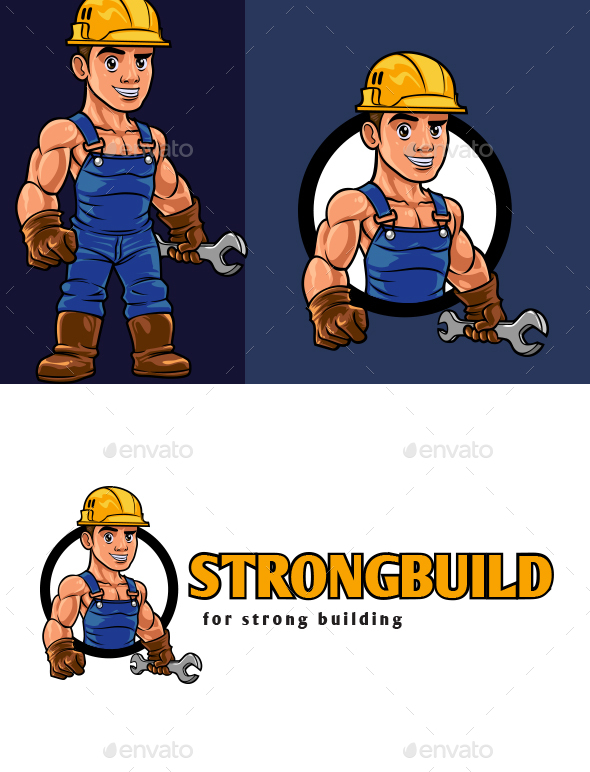 Construction Worker Mascot Logo