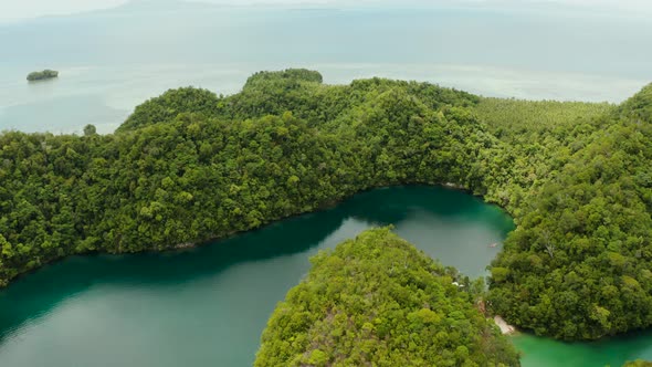 Aerial View of Sugba Lagoon SiargaoPhilippines