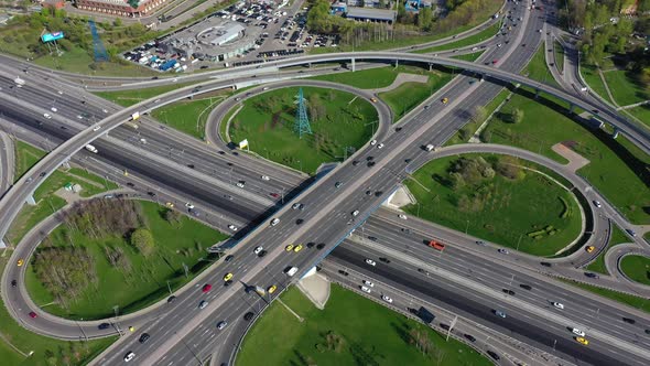 Freeway Intersection Traffic Trails in Moscow