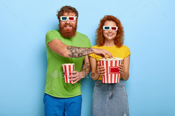  eat delicious popcorn, become involved with interesting story of movie, enjoy cool sound and visual effects, wears 3d glasses, watch newsreel