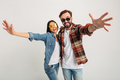 stylish man and woman in casual denim hipster outfit having fun - PhotoDune Item for Sale