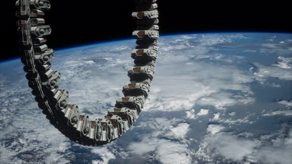 Futuristic Space Station on Earth Orbit alt