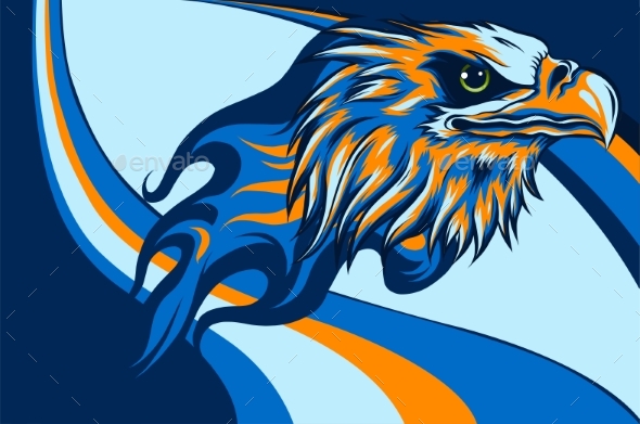 Illustration Eagle Head with Flame Vector Design
