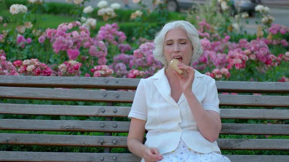 Mature Woman with Ice Cream.