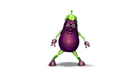 Fun Eggplant  Looped Dance on White Background alt