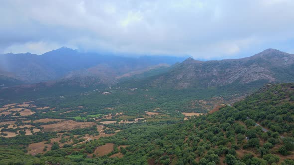 Flying over the Mountains in the Summer