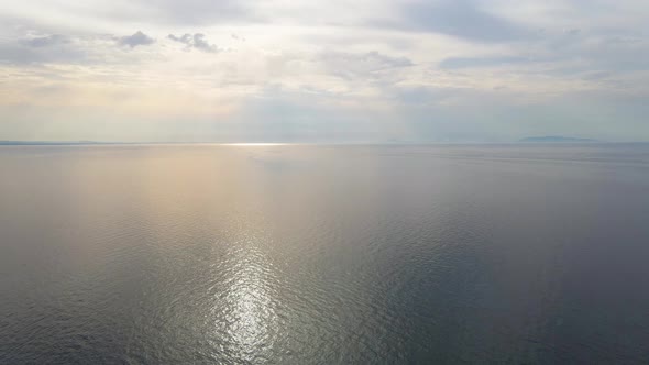 Aerial panoramic drone view of mediterranean sea of Sardinia, Italy