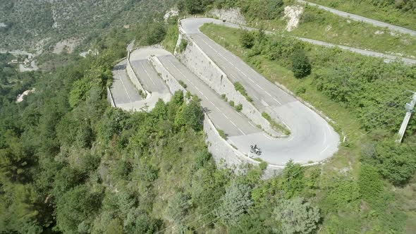 Winding, Twisting and Steep Mountain Road Aerial