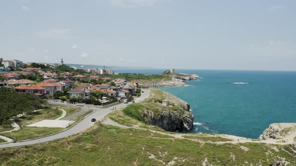 Sea Coast And Village Aerial View