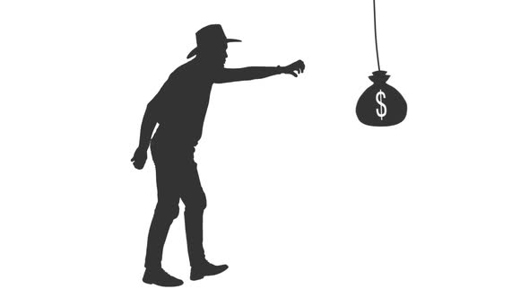 Silhouette of a Man in Cowboy Hat in Pursuit of Money alt