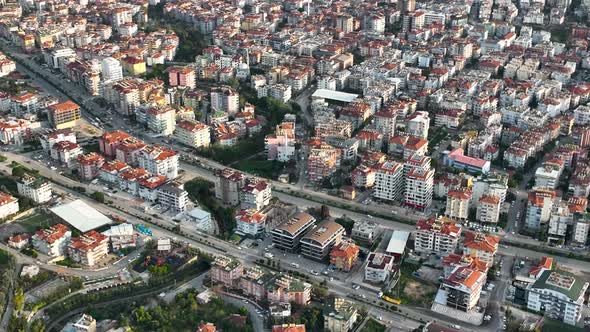 View of the city of Alanya aerial view 4 K