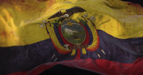 Old Ecuador Flag Waving