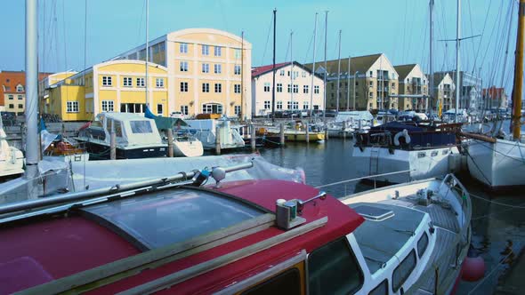 Luxury Sailboats in Nyhavn Harbor, Water Transport in Copenhagen City, Travel