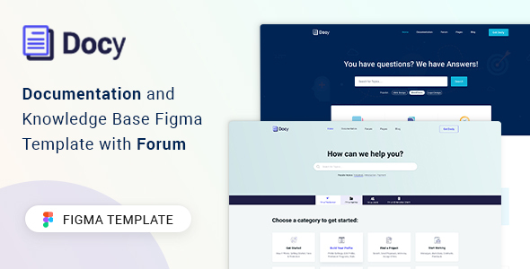 Docy - Documentation and Knowledge Base Figma Template