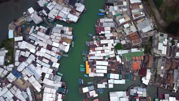 Top View of Fishing Old Village in Hong Kong