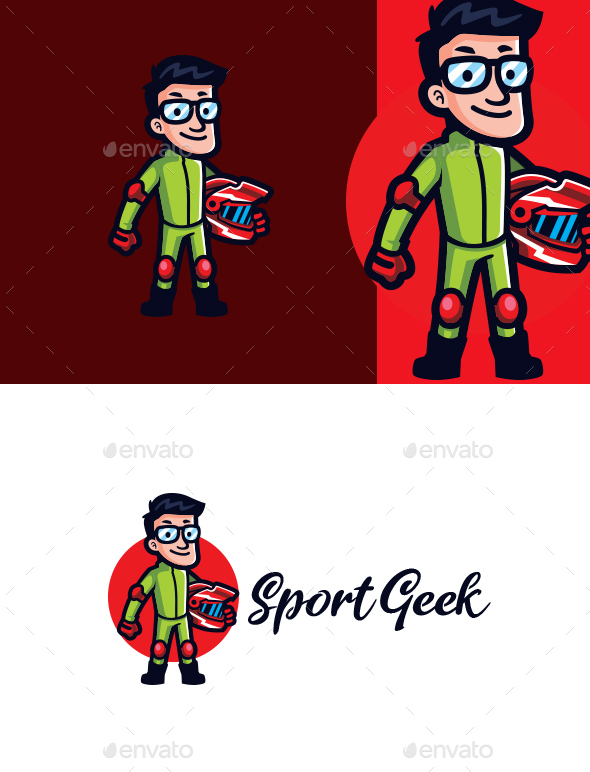 Racing Sport Geek Mascot Logo