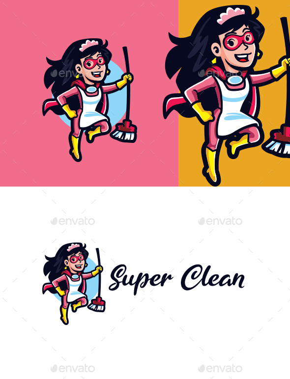 Super Maid Mascot Logo