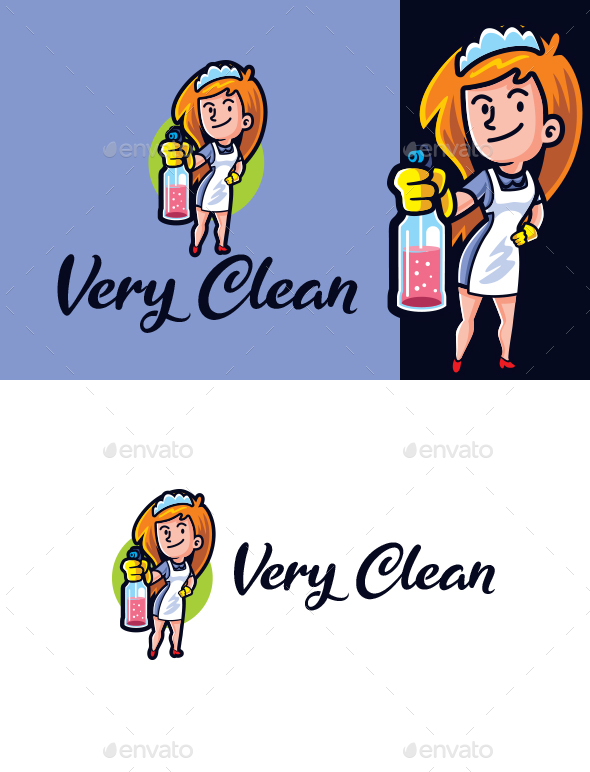 Super Clean - Maid Mascot Logo