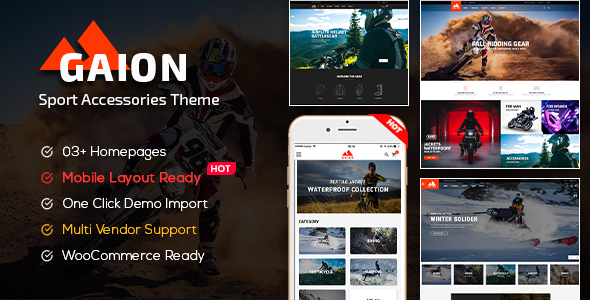 Gaion – Sport Accessories Shop WordPress WooCommerce Theme (Mobile Layout Ready)