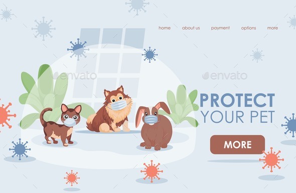 Protect Your Pet Vector Flat Landing Page Template