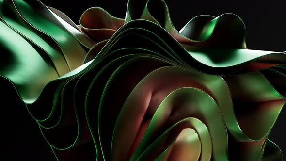 Twisting Green Metallic Fabric