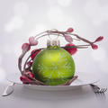 Christmas ball decoration on plate. - PhotoDune Item for Sale