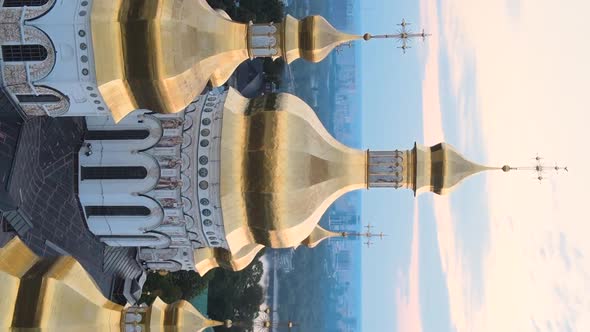 Vertical Video KyivPechersk Lavra in the Morning at Sunrise