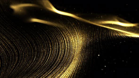 Futuristic Digital Gold Abstract Particles