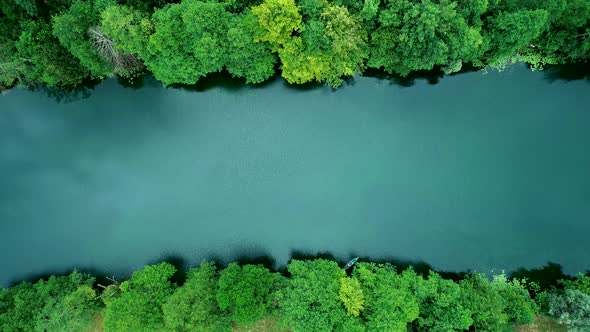 Aerial view of Mreznica river, Karlovac, Croatia.