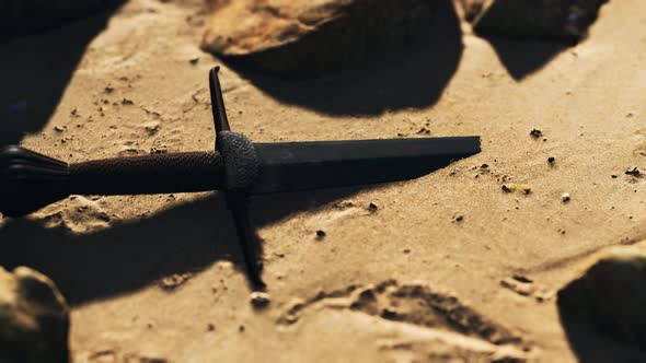 Retro Sword on Sand Beach alt
