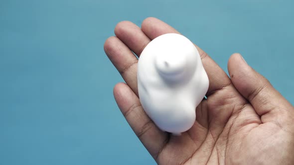 Top View of Shaving Foam on Hand