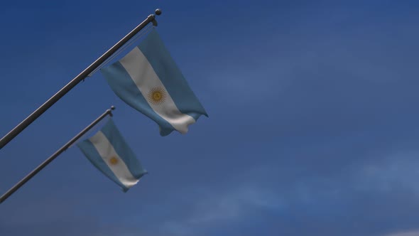 Argentina Flags In The Blue Sky - 2K