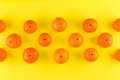 Fruit pattern of mandarin isolated on yellow background. Tangerine. Flat lay, top view. - PhotoDune Item for Sale
