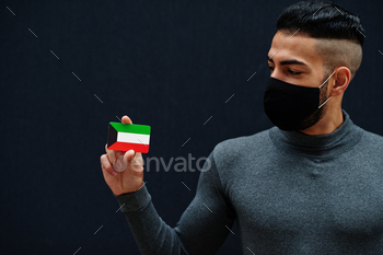ce protect mask show Kuwait flag isolated background.