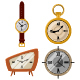 Old Vintage Pocket Watch And Clock Vector Cartoon Icon Set. - GraphicRiver Item for Sale