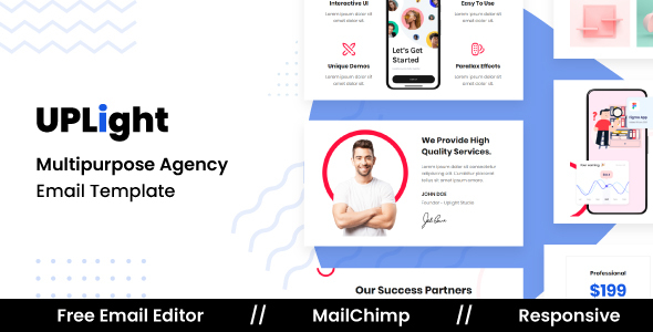Uplight Agency - Responsive Email Template For Agency With Free Email Editor