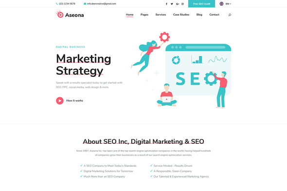 Aseona – Elevate Your Business with This Sleek SEO Digital Marketing Elementor Template Kit!