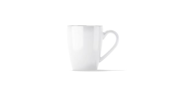 Blank ceramic henley mug with handle stand, looped rotation