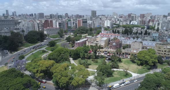 Aerial Drone Scene zoom in of Recoleta Cemetery Historic of Buenos Aires - Argentine. Traveling in.