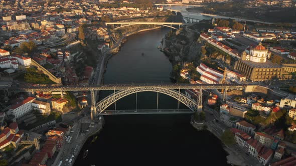 Fascinating Panorama of Oporto with Golden Hour Soft Lighting